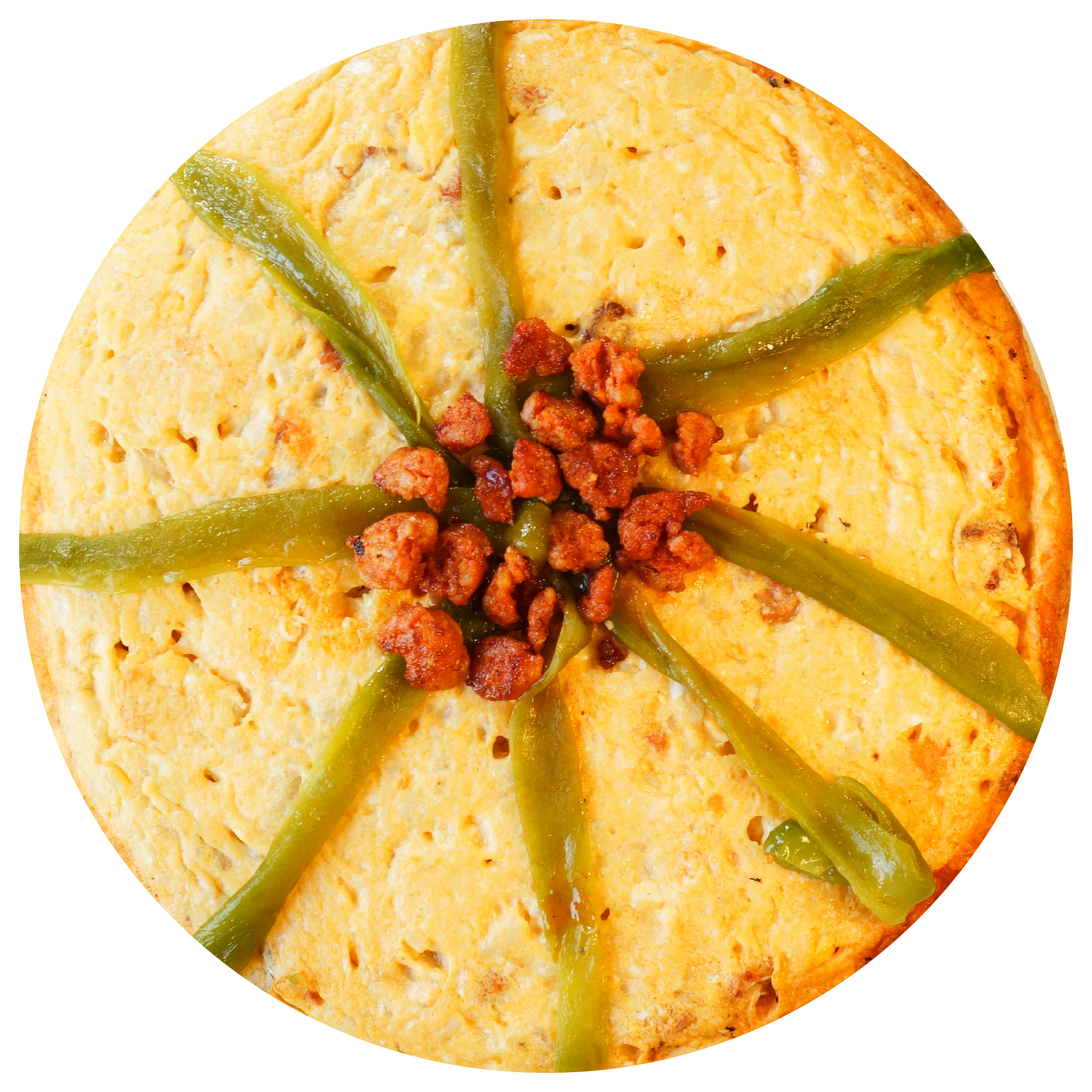 Tortillica de txistorra y pimiento verde